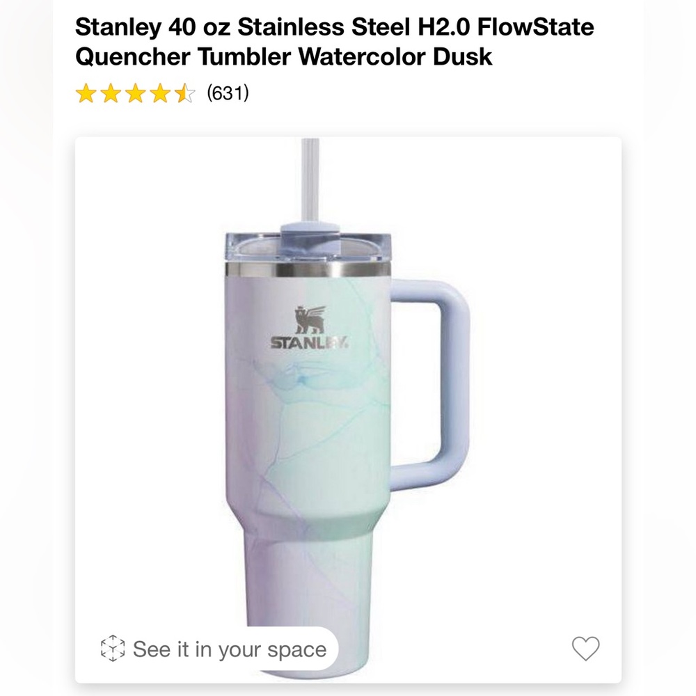 Stanley 40 oz Stainless Steel‎ H2.0 FlowState
Quencher Tumbler Watercolor Dusk